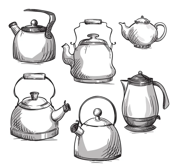 Set of kettles — Stock Vector