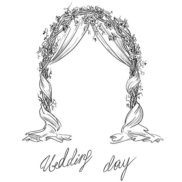 Arc de mariage. Décoration. Croquis vectoriel. Élément de conception . — Image vectorielle