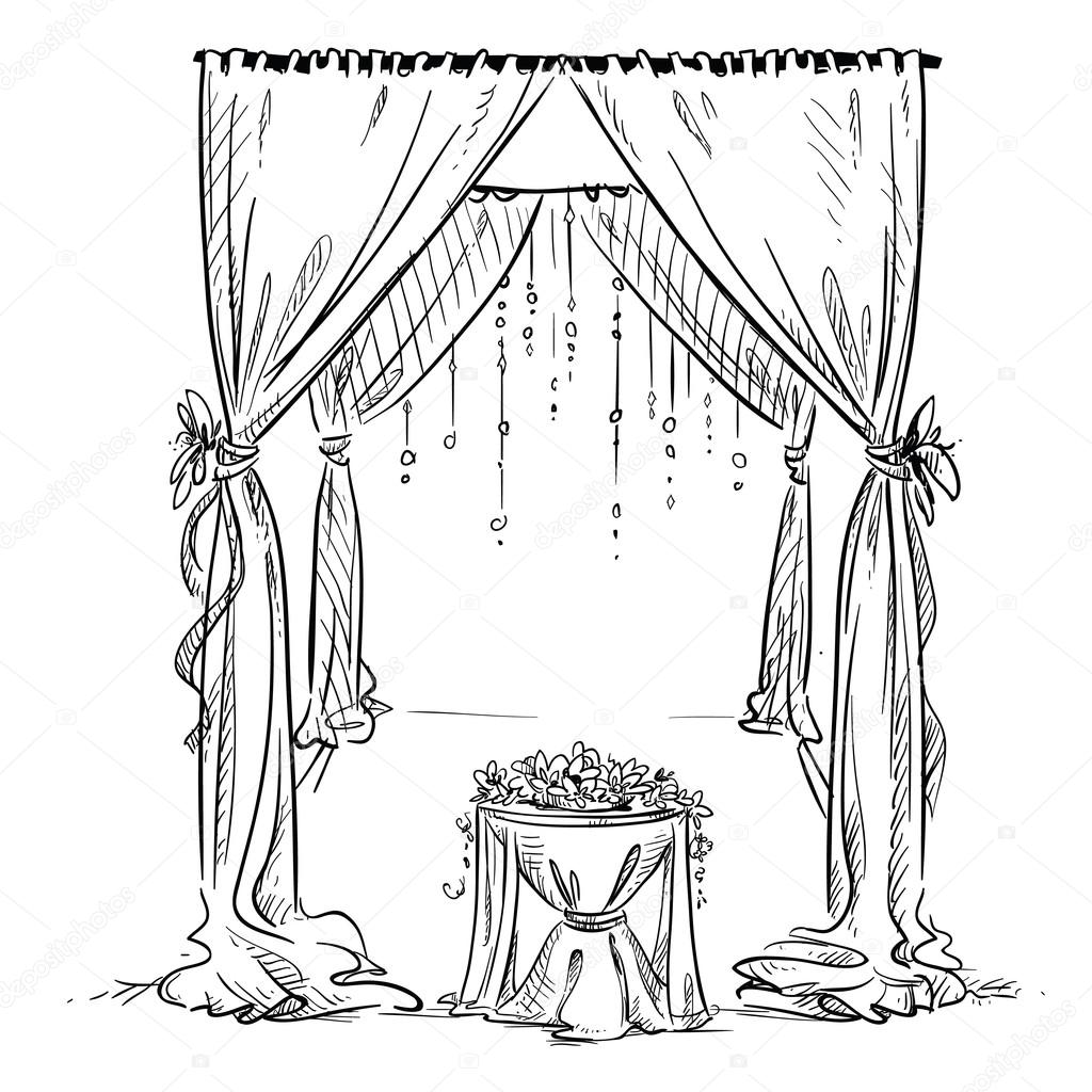 Wedding arch. Wedding altar. Decoration. Vector sketch. Design element