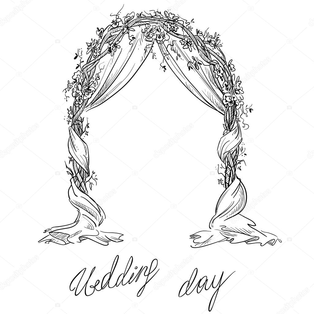 Wedding arch. Decoration. Vector sketch. Design element.