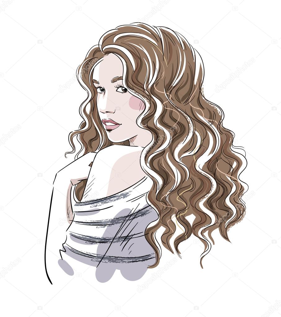Drawing Beautiful Lady Hairstyle Hair Illustration PNG Images | PSD Free  Download - Pikbest