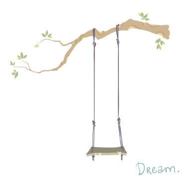 tree with a swing. Vector illustration. clipart
