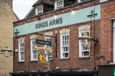 Londra, İngiltere, 28 Temmuz 2019. Greene King, İngiltere 'nin en büyük UK bar perakendecisi ve bira fabrikasıdır. Şirketin barları, restoranları ve otelleri var.