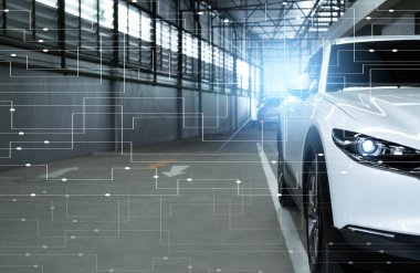 Beyaz arabanın yakın plan görüntüsü