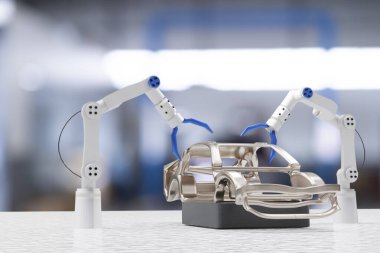 Otomobil, otomobil, otomotiv otomobil kontrolü, garaj endüstrisinde tamir için robot siber gelecekteki insansı robotlar. Bu yüzden teftiş için, müfettiş sigorta tamircisi robot robot teknolojisini teknolojiye işaret ediyor.