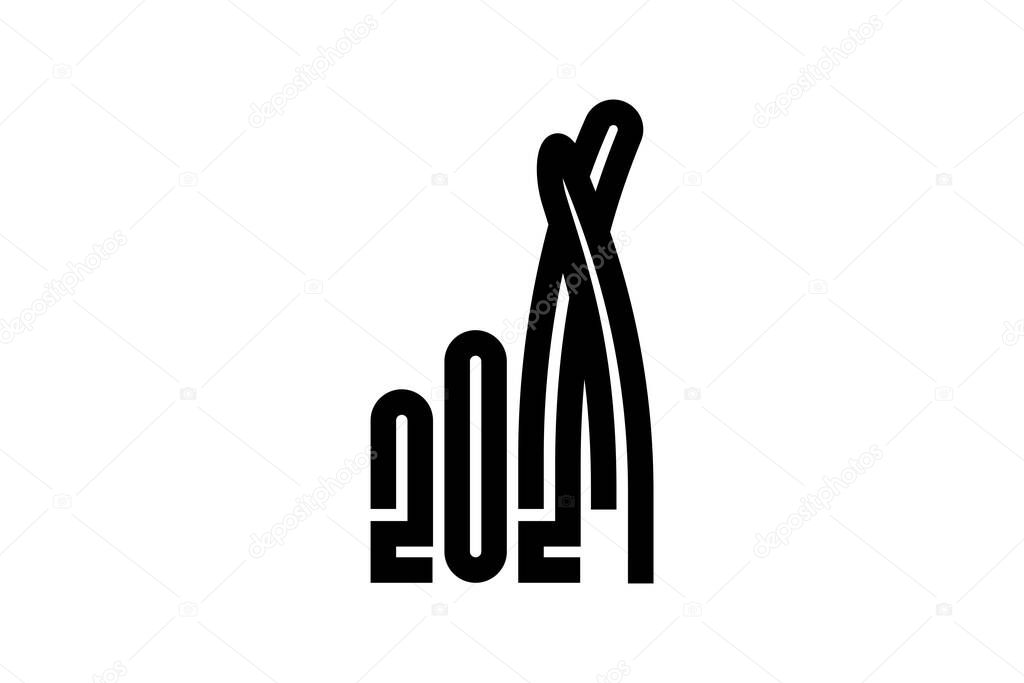Logo 2021 wishing luck fingers crossed gesture desire positive thinking