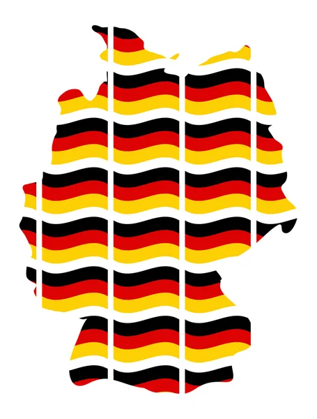 Vlajka Německo mapa Vektoru symbol ikony designu. Německá vlajka barevné ilustrace izolované na bílém pozadí. — Stockový vektor