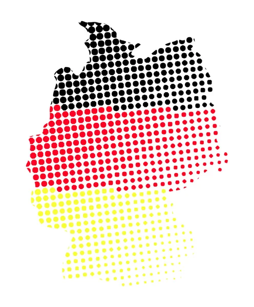 독일 지도 하프톤 벡터 기호 아이콘 디자인입니다. 독일 깃발 색상 흰색 배경에 고립 된 그림. — 스톡 벡터