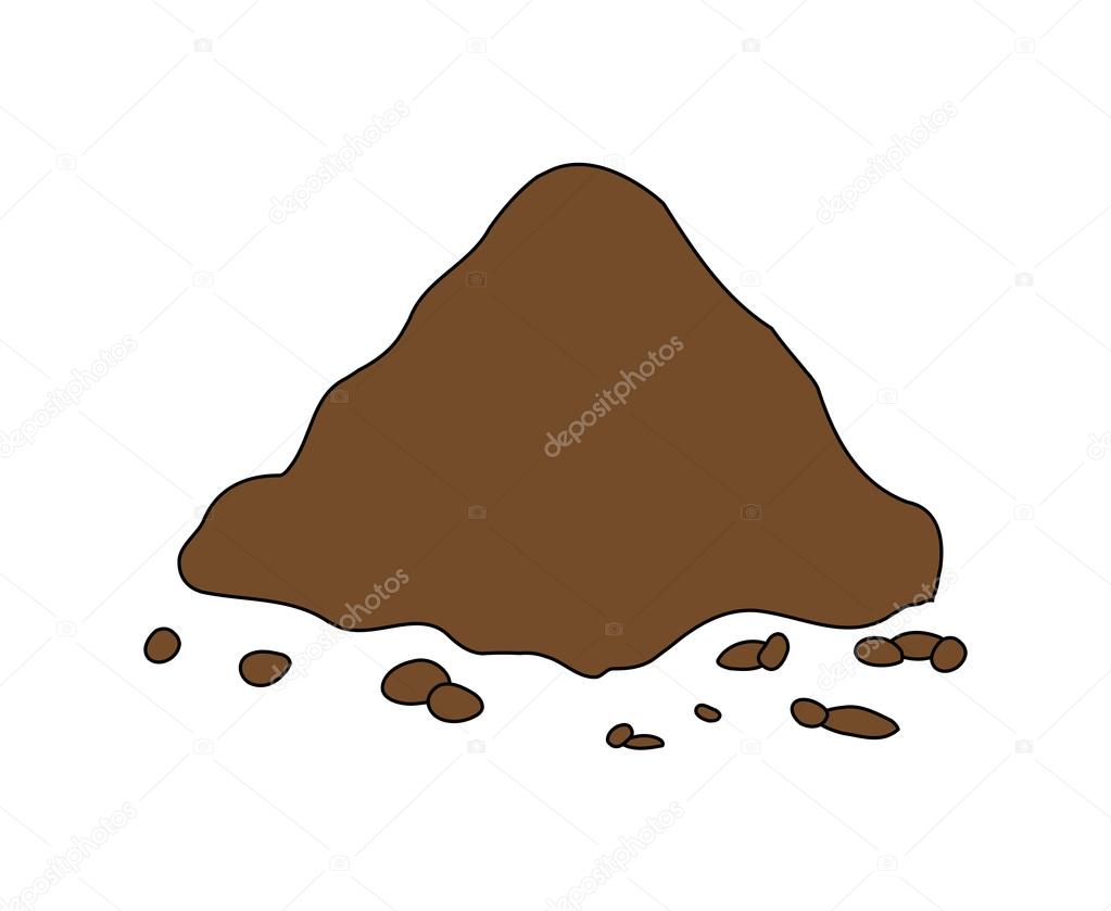 Pile of ground, heap of soil - vector illustration isolated on white  background. Stock Vector by ©newelle 102675636
