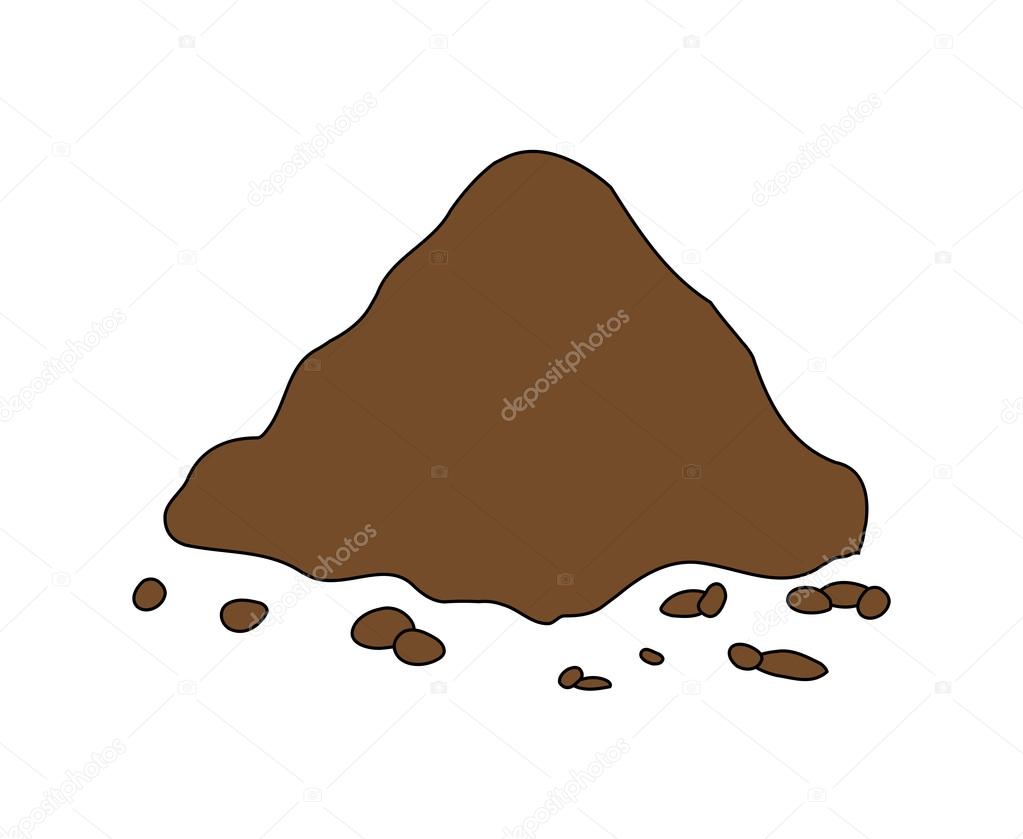 Pile of ground, heap of soil - vector illustration isolated on white background.