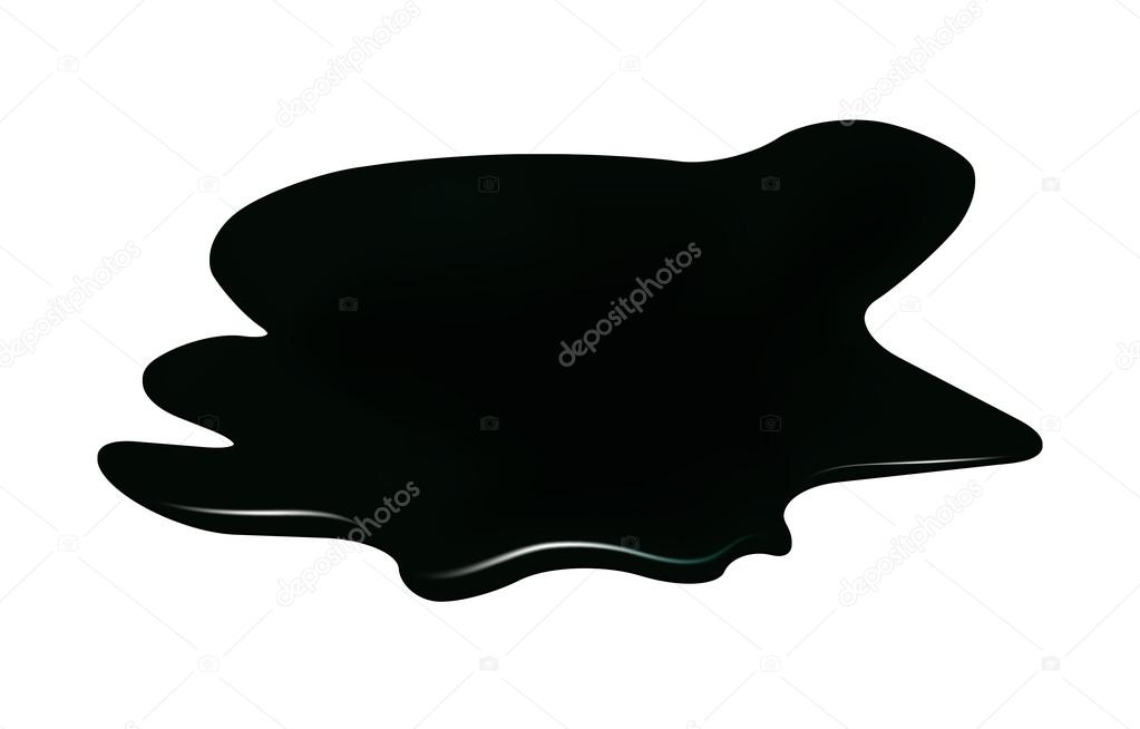 Puddle of oil slick spill clipart. Brown stain, plash, drop. Vector illustration isolated on the white background