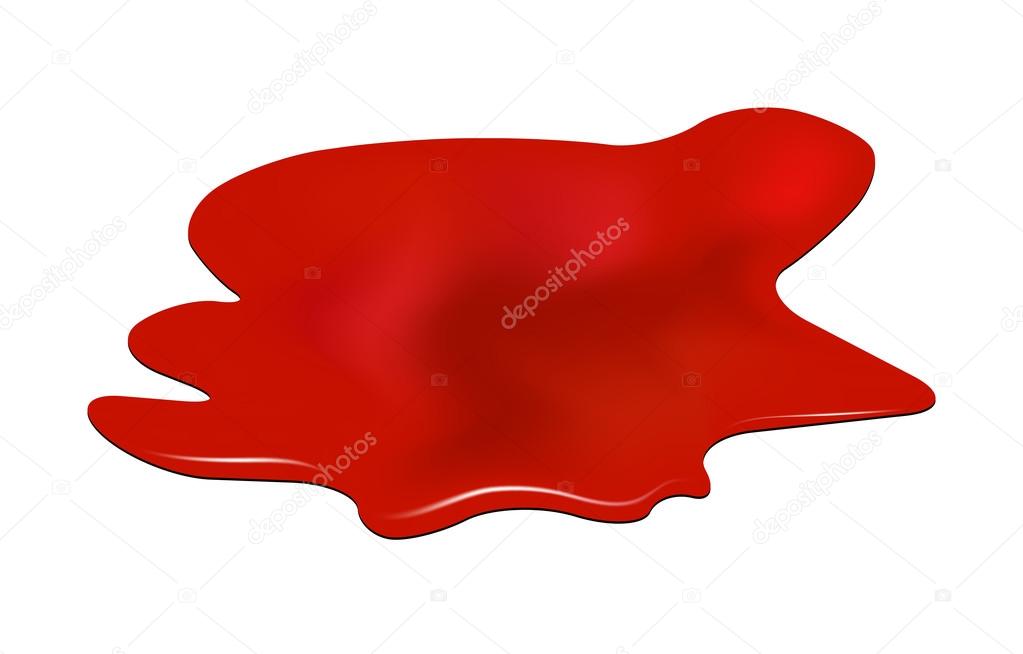 Blood puddle, red drop, blots, stain, plash od blood. Vector illustration isolated on white background.