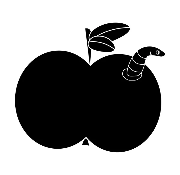 Dibujos animados manzana con gusano vector icono de diseño. ilustración aislada sobre fondo blanco — Archivo Imágenes Vectoriales