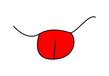 Çizgi film gülümseme, ağız, dil ile. Beyaz arka plan üzerinde izole siluet vektör çizim