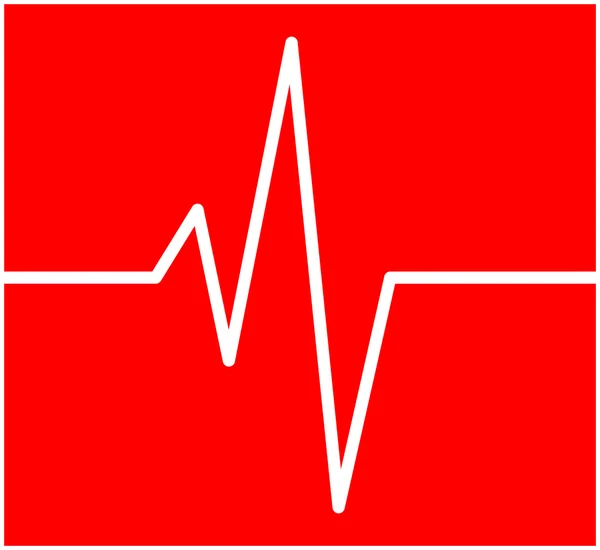 Ritmo cardíaco, ecg línea vector símbolo icono de diseño. Hermosa ilustración aislada sobre fondo rojo — Vector de stock