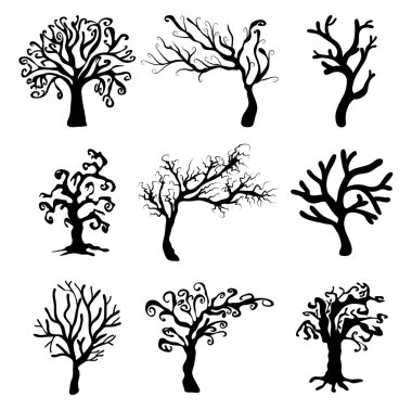 cadılar bayramı ürpertici korkunç çıplak ağaç vektör sembolü simge tasarımı. 