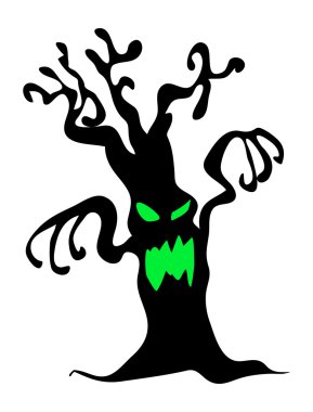 cadılar bayramı ürpertici korkunç çıplak ağaç canavar vektör sembolü simgesi desi