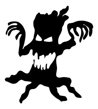 cadılar bayramı ürpertici korkunç çıplak ağaç canavar vektör sembolü simgesi desi