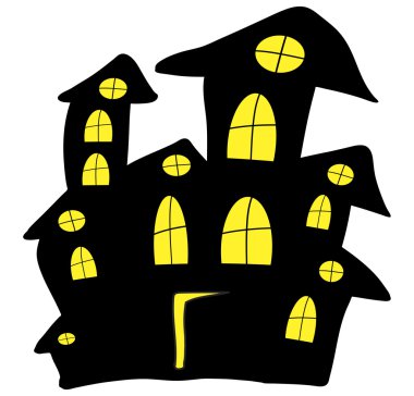 Cadılar Bayramı ürpertici korkunç hounted house, vektör simgesi simgesi tasarım.
