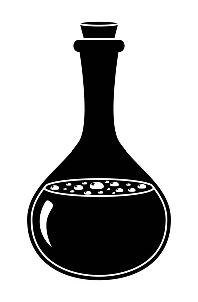 Elixir Bouteille Verre Silhouette Vectorielle Isolée Sur Blanc Forme Noire — Image vectorielle