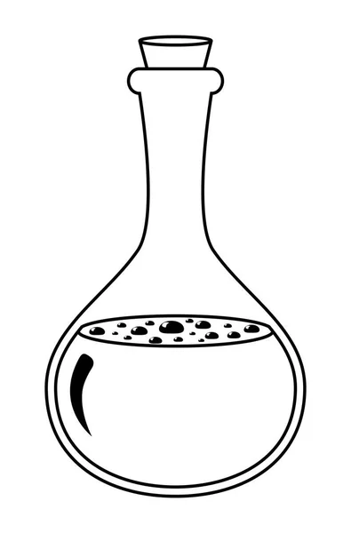 Forma Contorno Poción Mágica Elixir Botella Vidrio Línea Vectorial Arte — Archivo Imágenes Vectoriales