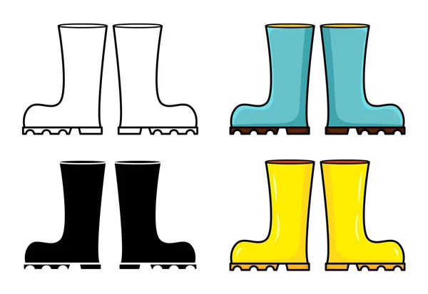 Wellington Rain Boot Cartoon Illustration Isolated White Background Rubber Boots — Stock Vector