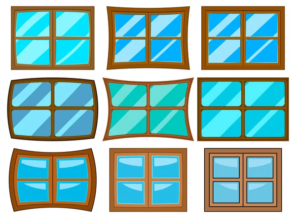 Ensemble Windows Isolé Sur Fond Blanc Collection Illustration Bande Dessinée — Image vectorielle