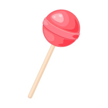 Beyaz arka planda izole edilmiş lolipop vektör çizimi. Çizgi film pembe çubuklu buzlu şeker. Çocuklar için şekerleme meraklısı. Vektör klibi simgesi. Eps 10 tasarımı. 