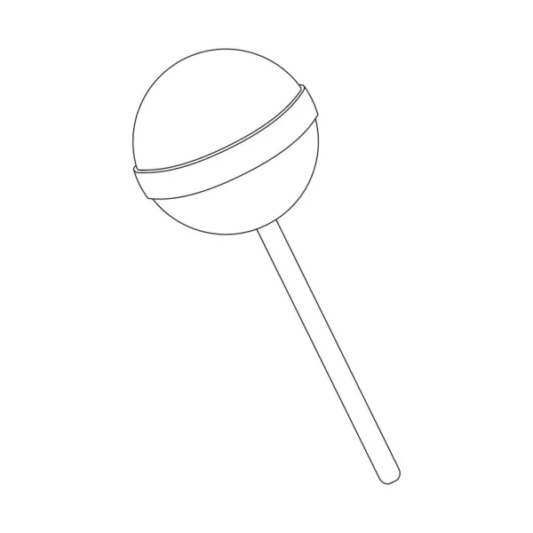 棒棒糖轮廓矢量图解 冰棒的圆形轮廓 线条艺术符号孤立在白色背景上 Lolly形状 儿童糖果图标 — 图库矢量图片