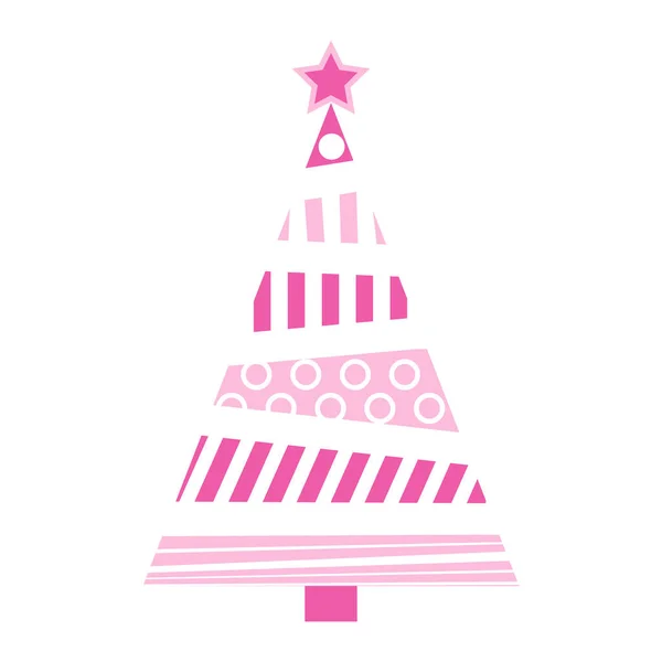 Abstracte Kerstboom Illustratie Roze Pasteldennenboom Voor Kerstmis Gemaakt Van Cirkels — Stockvector