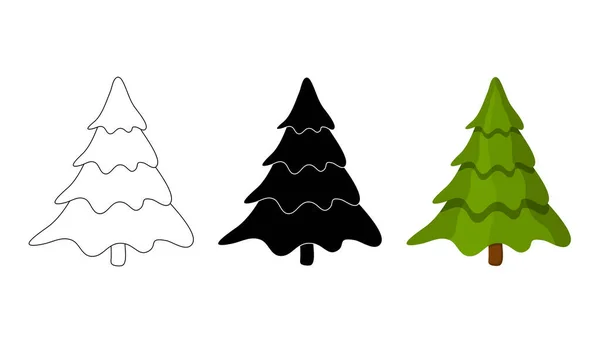 Christmas Tree Illustration Set Collection Vector Fir Tree Isolated White — Stock Vector
