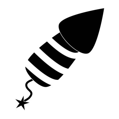 Havai fişek ikonu. Yeni yılın siluet şekilli sembolü. Vektör illüstrasyonu beyaz arkaplanda izole edildi.