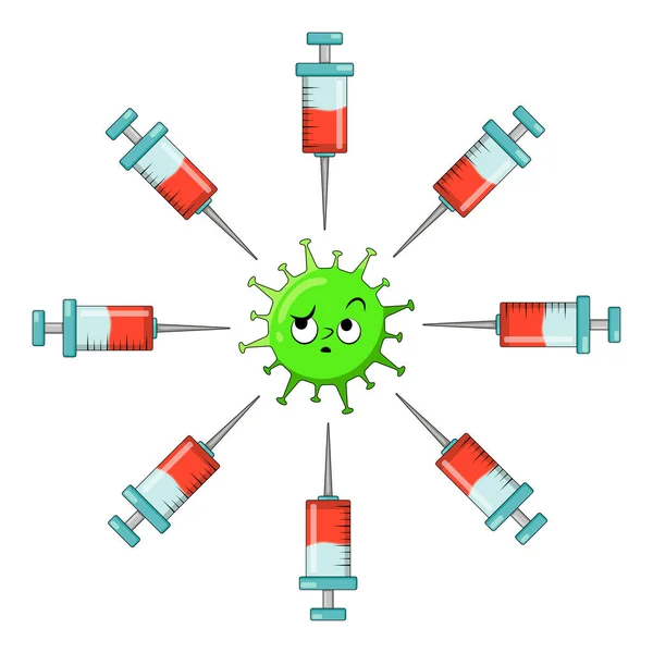 Coronavirus Vaccination Tecknad Clipart Vektor Illustration Isolerad Vit Bakgrund — Stock vektor