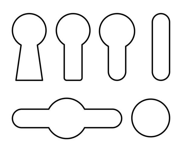 钥匙孔轮廓符号集 线条轮廓用锁孔图标形状集合 间谍保护和好奇心的概念 白色背景上孤立的矢量设计 — 图库矢量图片