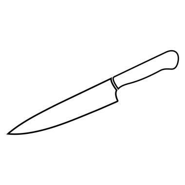 Bıçak tasarımı. Şef ekipmanlarının Contour ikonu. Vektör mutfak sembolü beyaz arkaplanda izole edildi.