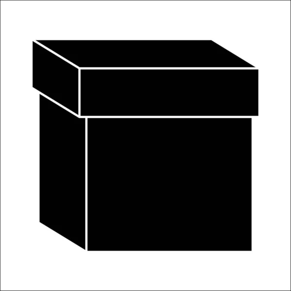 Karton Kutu Siluet Simgesi Kapalı Siyah Paket Sembolü Vektör Çizgi — Stok Vektör