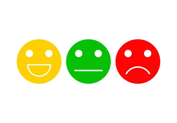 Emoticones Básicos Listos Tres Expresiones Faciales Para Retroalimentación Positiva Neutra — Vector de stock
