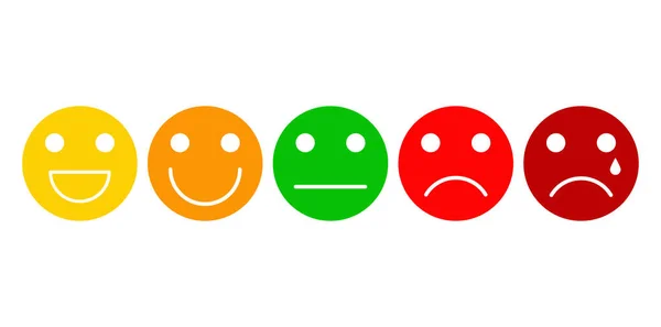 Cinco Emociones Básicas Expresiones Emoji Escala Positivo Negativo Bueno Para — Vector de stock