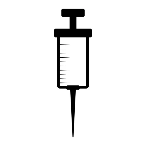 Εικόνα Σιλουέτας Σύριγγας Μαύρο Σχήμα Ιατρικής Ένεσης Συμβόλου Εμβολίου Μεγάλη — Διανυσματικό Αρχείο