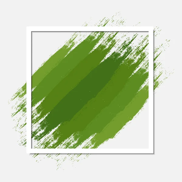 Green Abstract Frame Grunge Style Eco Square Background Composition Border — Stock Vector