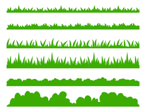 简单的绿色草坪边界收集 春天或夏天的叶场大草甸或花园设计 在白色背景上孤立的矢量平面插图 — 图库矢量图片