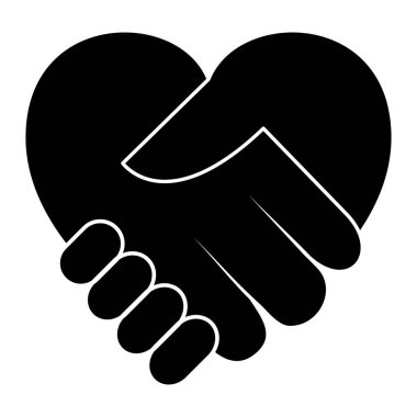 Tokalaşma ikonu. Hayırseverlik günü konsepti. Siyah siluet beyaz üzerine izole edilmiş.