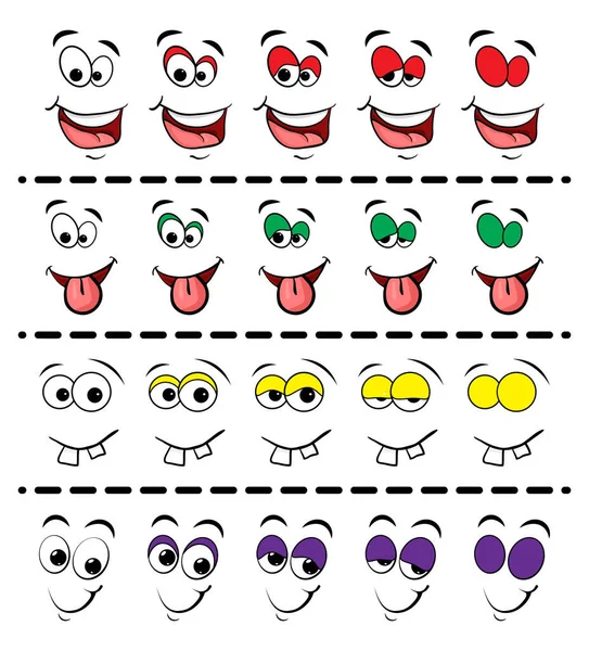 Etapas Animação Olhos Brilhantes Desenhos Animados Facial Cômico Estágios Ilustração — Vetor de Stock