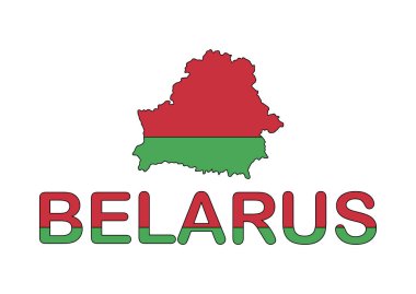 Beyaz Rusya bayrak haritası. Ulusal sembolün vektör illüstrasyonu. Vatansever unsurların grafiksel tasarımı.