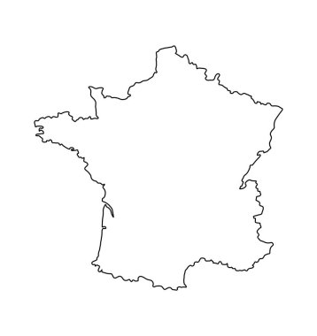 France Outline bayrak haritası. Ulusal sembolün vektör illüstrasyonu. Vatansever elementin grafiksel tasarımı