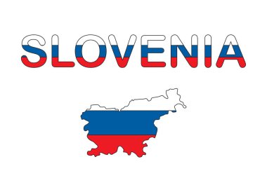 Slovenya Bayrak Haritası. Ulusal sembolün vektör illüstrasyonu. Vatansever elementin grafiksel tasarımı