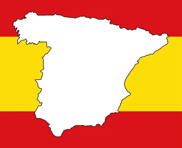 Espagne Carte Drapeau Couleur Illustration Vectorielle Symbole National Conception Graphique — Image vectorielle