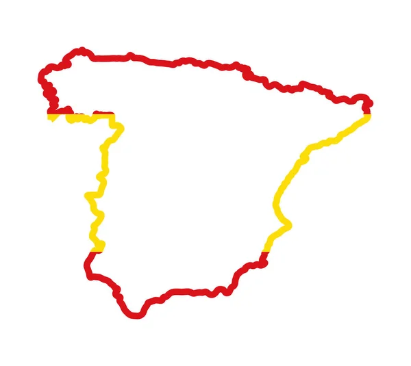 Spanien Färg Flaggkarta Vektorillustration Nationell Symbol Grafisk Design Patriotiska Elemen — Stock vektor