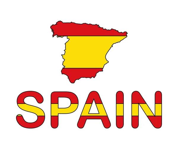 España Mapa Bandera Color Ilustración Vectorial Del Símbolo Nacional Diseño — Vector de stock