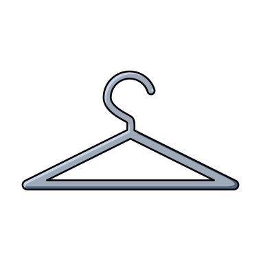 Kıyafet ikonu askısı. Vestiyer ya da gardırop için elbise askısı. Basit bir çizgi film tasarımı. Vektör illüstrasyonu beyazda izole edildi. 